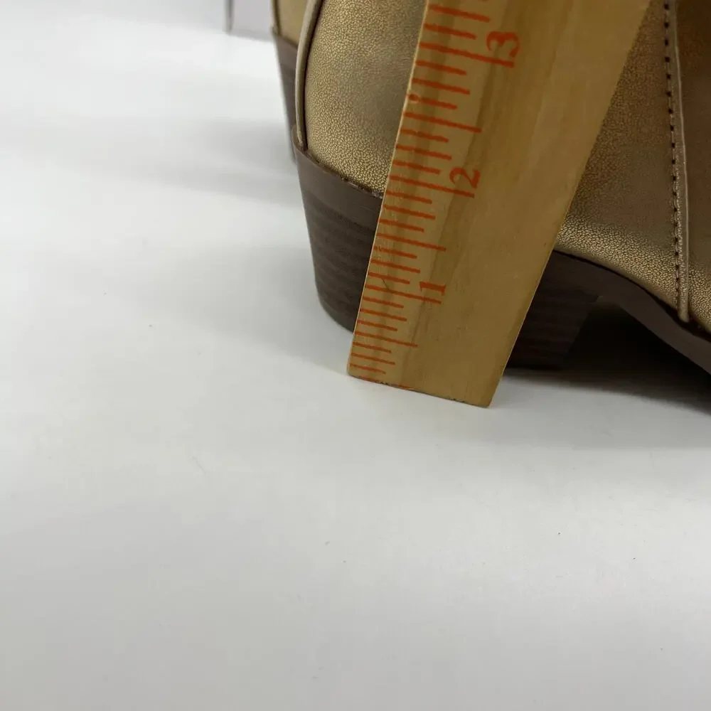 Arizona Jean Co Womens Castle Stacked Heel Booties Gold Size 7W